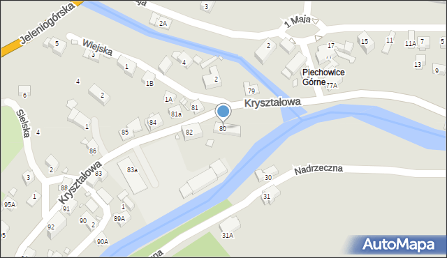 Piechowice, Kryształowa, 80, mapa Piechowice