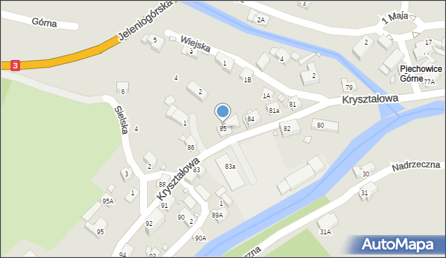 Piechowice, Kryształowa, 85, mapa Piechowice