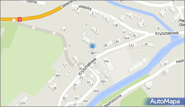 Piechowice, Kryształowa, 86, mapa Piechowice