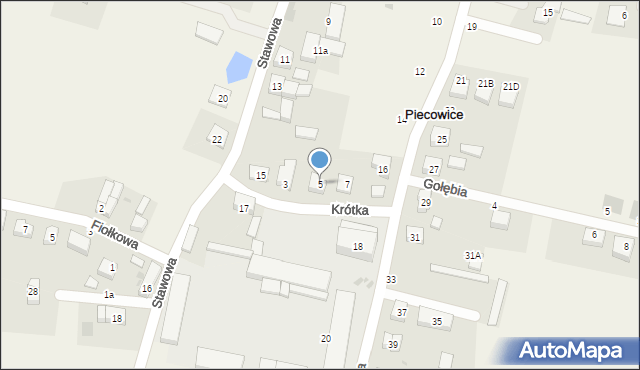 Piecowice, Krótka, 5, mapa Piecowice