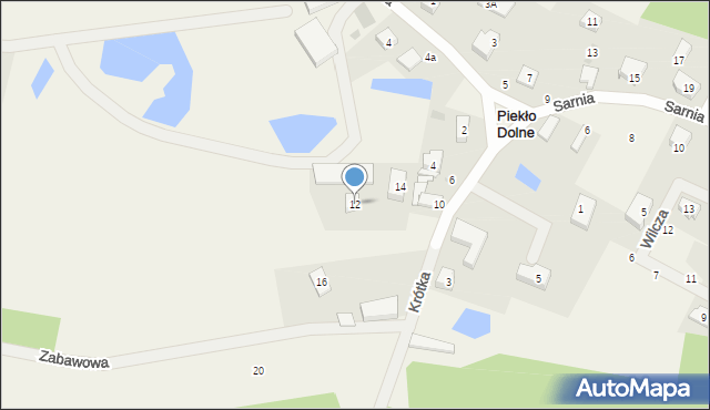 Piekło Dolne, Krótka, 12, mapa Piekło Dolne