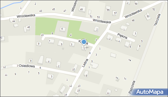 Pierwoszów, Krótka, 1, mapa Pierwoszów