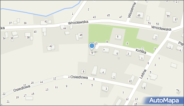 Pierwoszów, Krótka, 9, mapa Pierwoszów