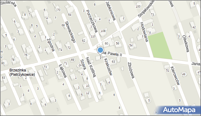 Pietrzykowice, Krakusów, 2, mapa Pietrzykowice