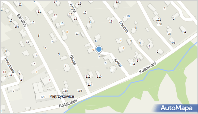 Pietrzykowice, Kręta, 7, mapa Pietrzykowice