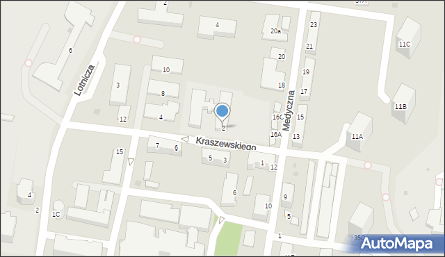 Piła, Kraszewskiego, 2, mapa Piły