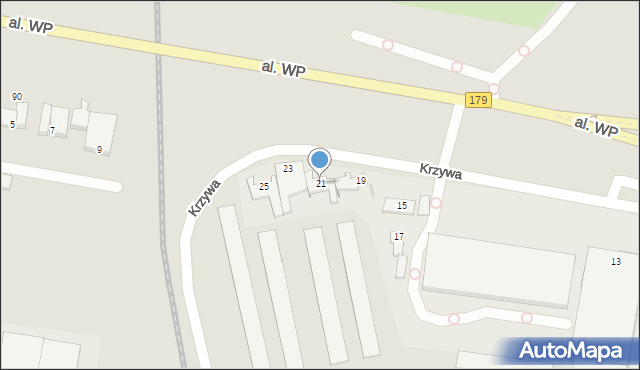 Piła, Krzywa, 21, mapa Piły