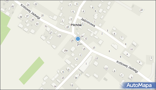 Pilchów, Królowej Jadwigi, 17, mapa Pilchów