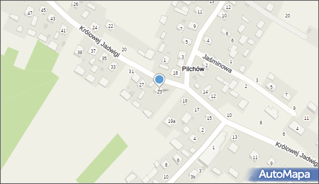 Pilchów, Królowej Jadwigi, 23, mapa Pilchów