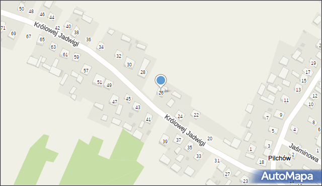 Pilchów, Królowej Jadwigi, 26, mapa Pilchów