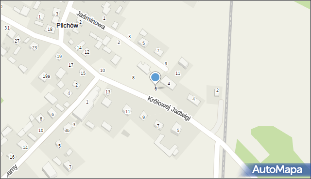 Pilchów, Królowej Jadwigi, 6, mapa Pilchów