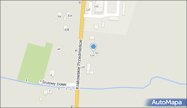 Piotrków Trybunalski, Krakowskie Przedmieście, 114A, mapa Piotrków Trybunalski