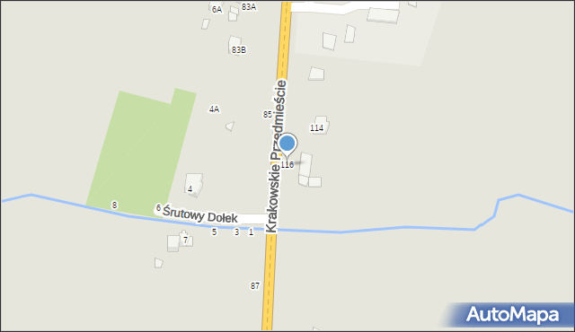 Piotrków Trybunalski, Krakowskie Przedmieście, 116, mapa Piotrków Trybunalski