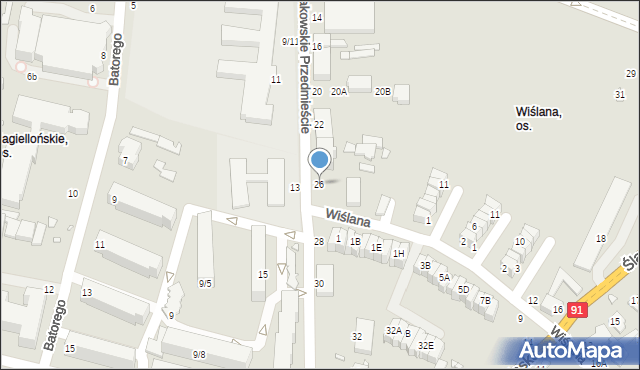 Piotrków Trybunalski, Krakowskie Przedmieście, 26, mapa Piotrków Trybunalski