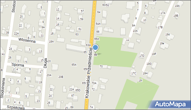Piotrków Trybunalski, Krakowskie Przedmieście, 68, mapa Piotrków Trybunalski