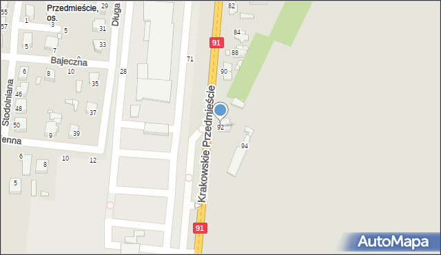 Piotrków Trybunalski, Krakowskie Przedmieście, 92, mapa Piotrków Trybunalski