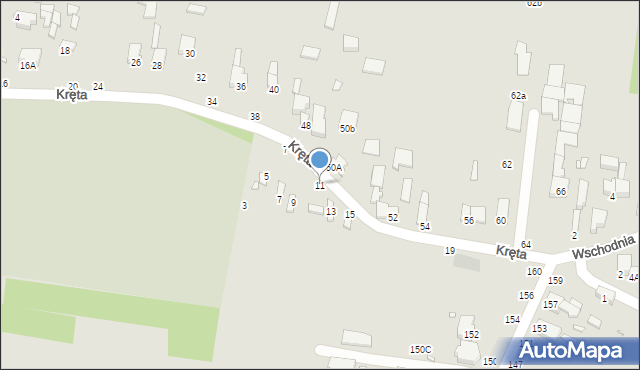 Piotrków Trybunalski, Kręta, 11, mapa Piotrków Trybunalski