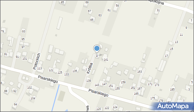 Pisary, Krótka, 4, mapa Pisary