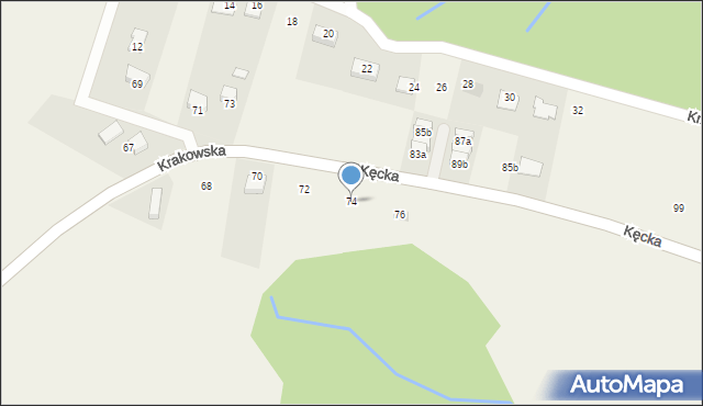 Pisarzowice, Krakowska, 74, mapa Pisarzowice