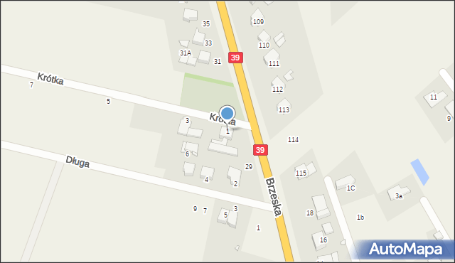 Pisarzowice, Krótka, 1, mapa Pisarzowice