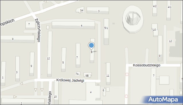 Płock, Królowej Jadwigi, 9, mapa Płock