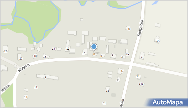 Płock, Krzywa, 8, mapa Płock