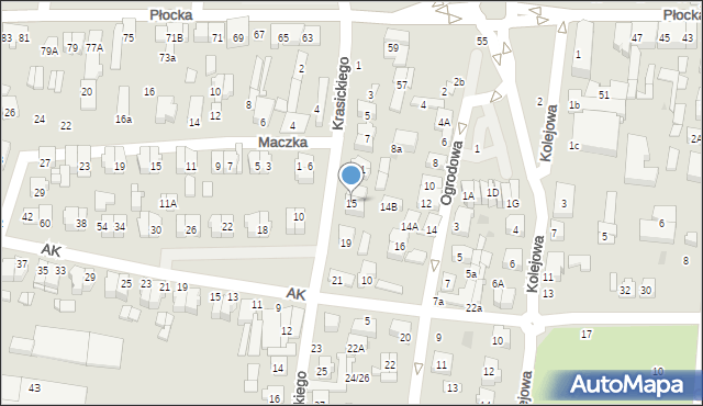 Płońsk, Krasickiego Ignacego, bp., 15, mapa Płońsk