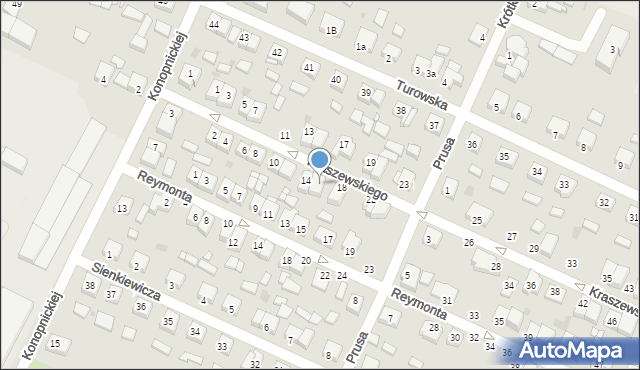 Pniewy, Kraszewskiego Józefa Ignacego, 16, mapa Pniewy