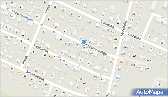 Pniewy, Kraszewskiego Józefa Ignacego, 42, mapa Pniewy