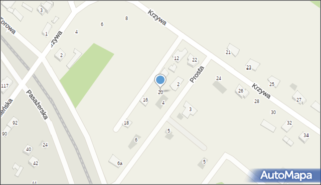 Podborze, Krzywa, 20, mapa Podborze