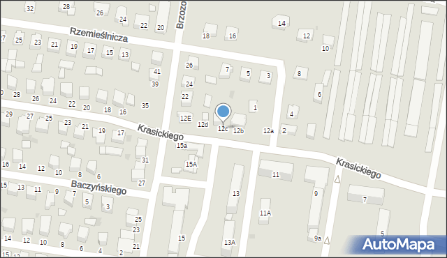 Poddębice, Krasickiego Ignacego, bp., 12c, mapa Poddębice