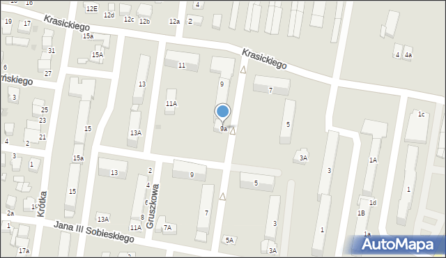 Poddębice, Krasickiego Ignacego, bp., 9a, mapa Poddębice