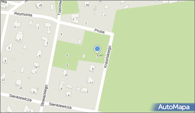 Podkowa Leśna, Krasińskiego, 3, mapa Podkowa Leśna