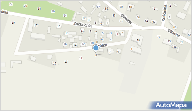 Podlesie, Krótka, 9, mapa Podlesie