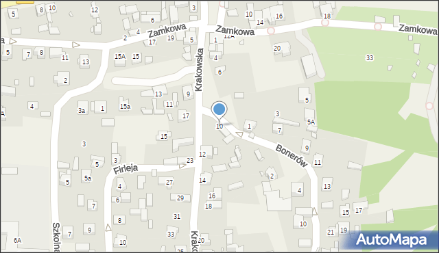 Podzamcze, Krakowska, 10, mapa Podzamcze