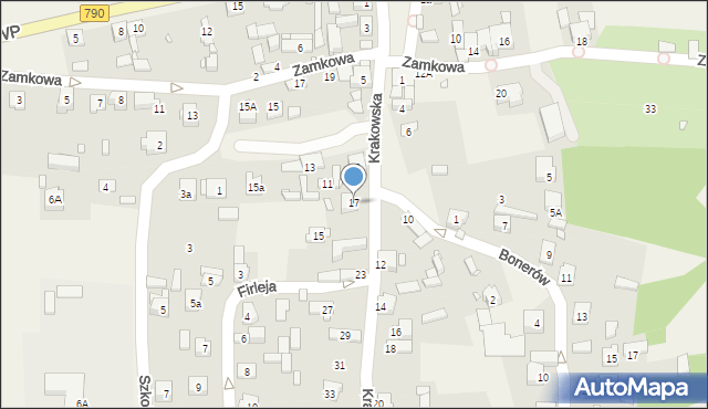 Podzamcze, Krakowska, 17, mapa Podzamcze