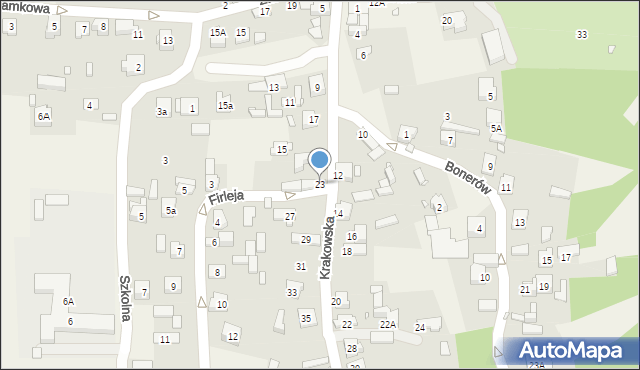 Podzamcze, Krakowska, 23, mapa Podzamcze