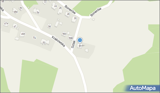 Podzamcze, Krakowska, 57, mapa Podzamcze