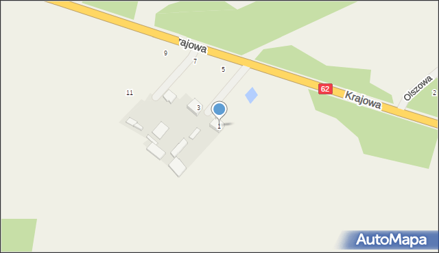 Pogorzelec, Krajowa, 1, mapa Pogorzelec