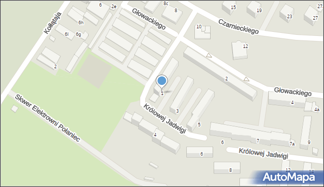 Połaniec, Królowej Jadwigi, 1, mapa Połaniec