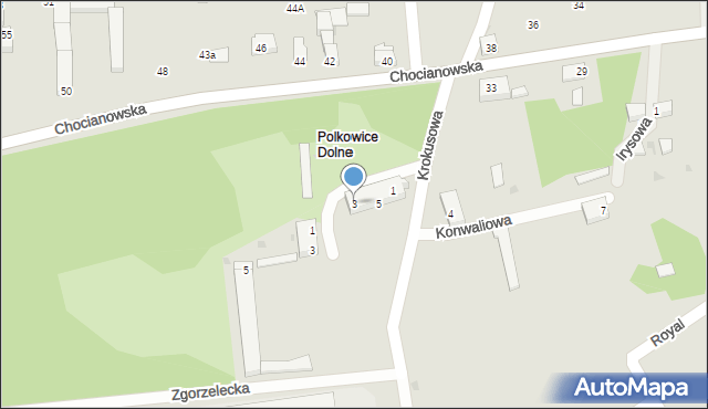 Polkowice, Krokusowa, 3, mapa Polkowice