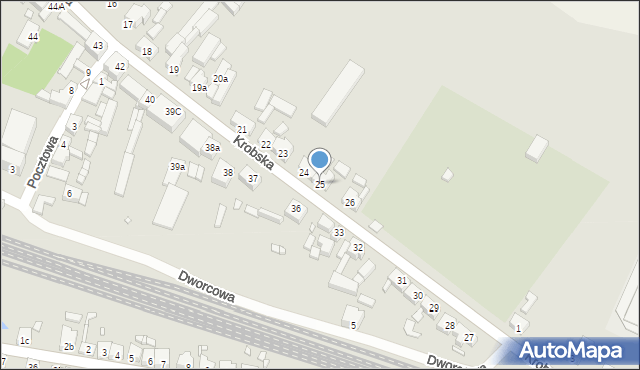 Poniec, Krobska, 25, mapa Poniec