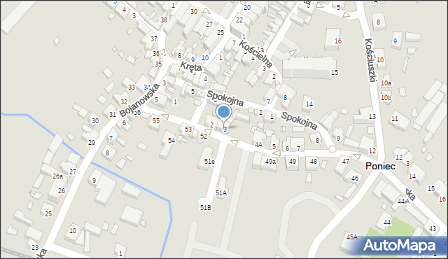 Poniec, Krobska, 3, mapa Poniec