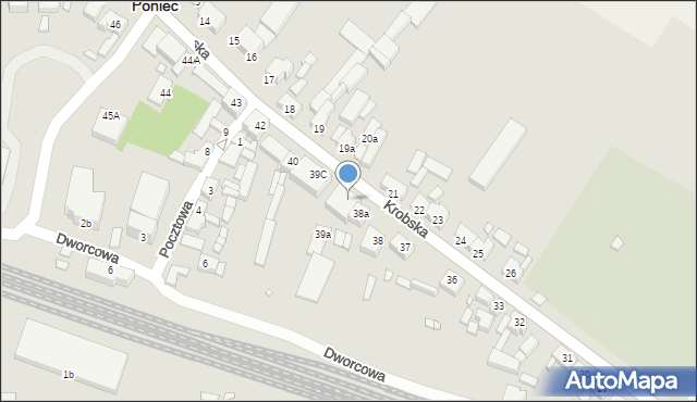 Poniec, Krobska, 39, mapa Poniec