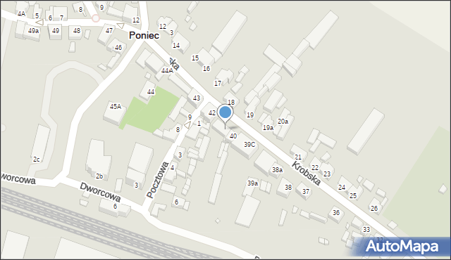 Poniec, Krobska, 41, mapa Poniec