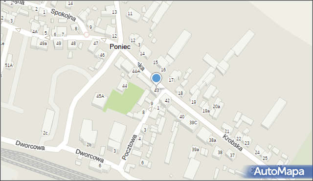 Poniec, Krobska, 43, mapa Poniec