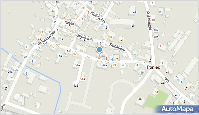 Poniec, Krobska, 4A, mapa Poniec