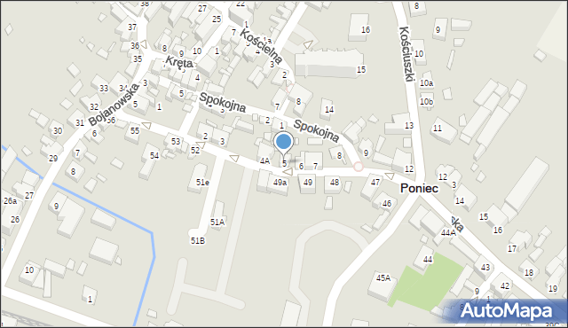 Poniec, Krobska, 5, mapa Poniec