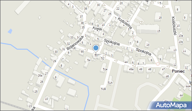 Poniec, Krobska, 53, mapa Poniec