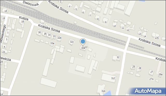 Poniec, Krobska Szosa, 32a, mapa Poniec